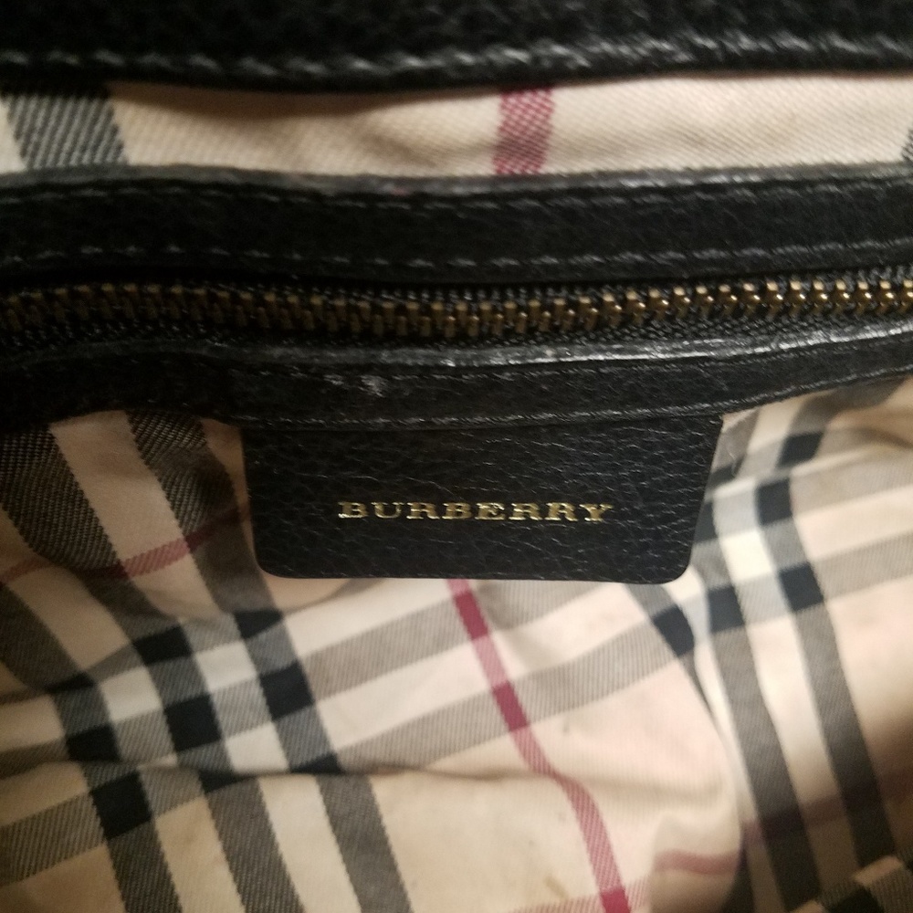 Authentic burberry black leather statchel